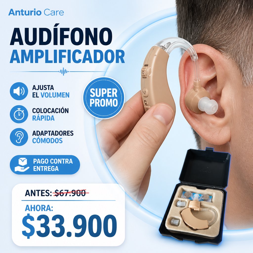 Audífono amplificador ayuda auditiva