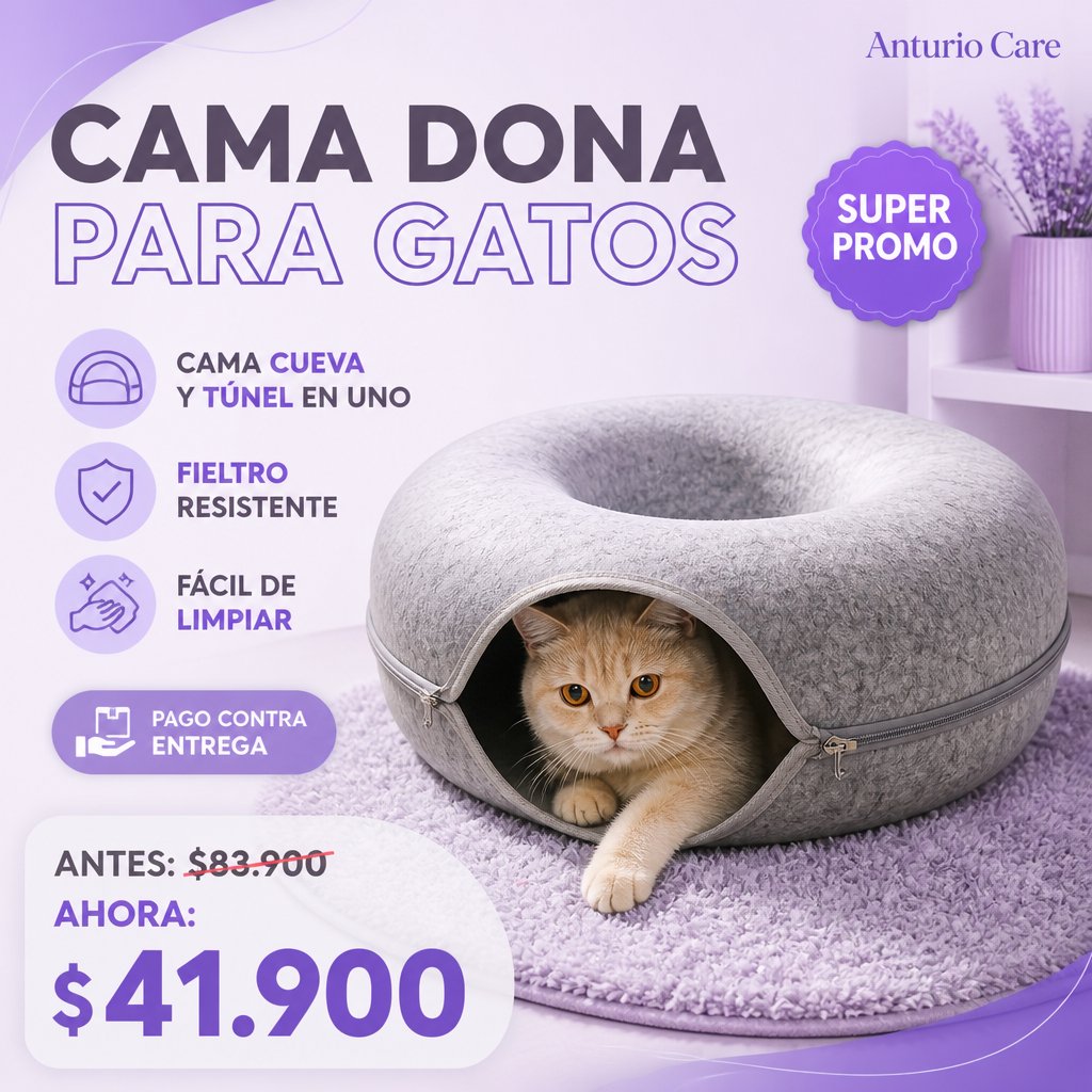 Cama dona tipo cueva para gatos