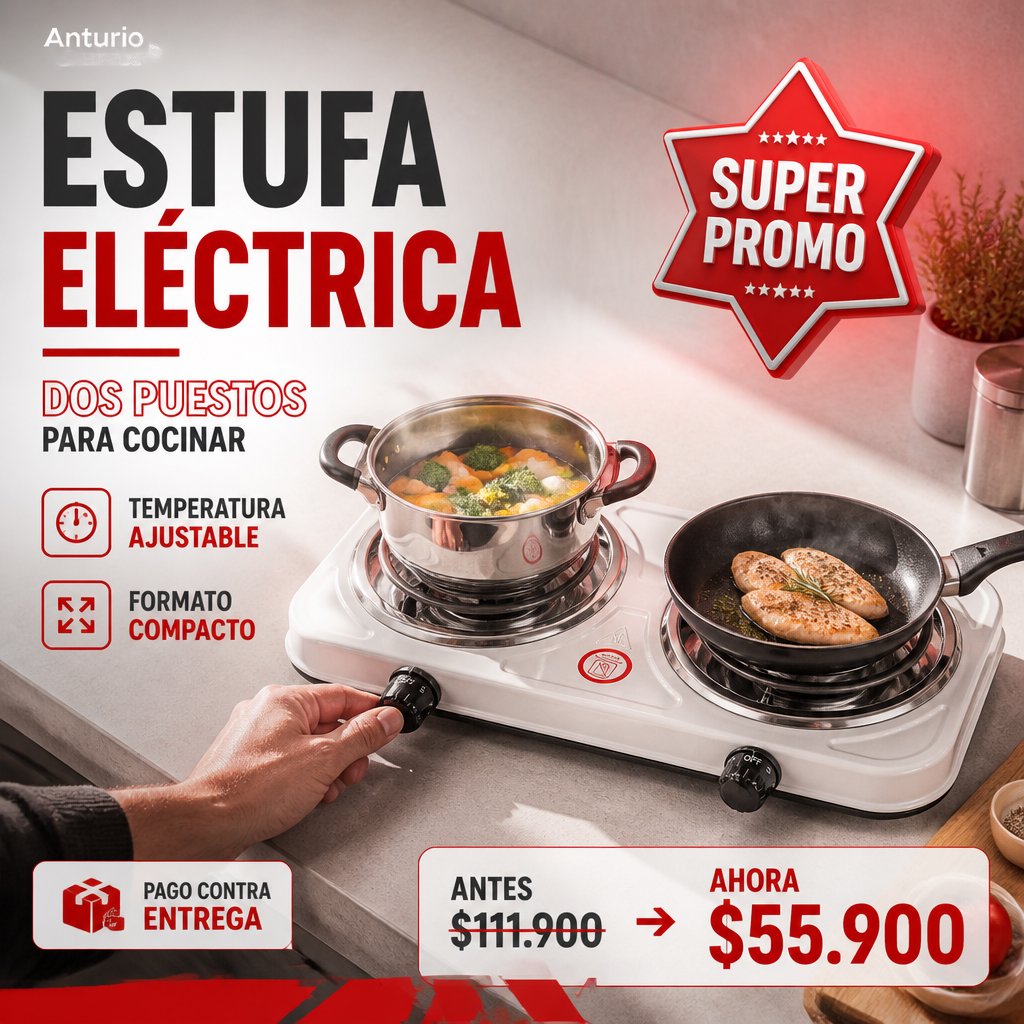 Estufa eléctrica dos puestos