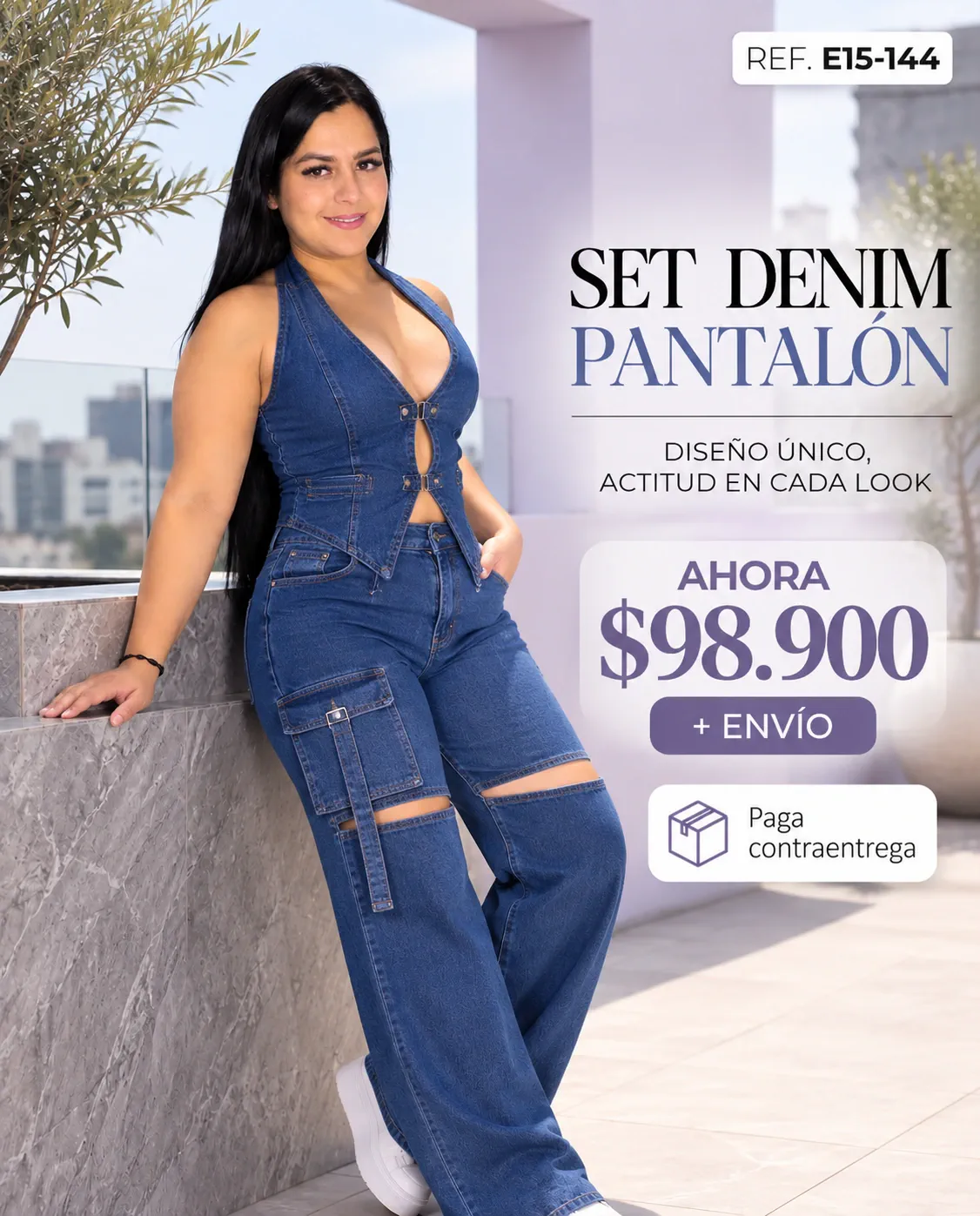 SET DENIM PANTALON ROTOS