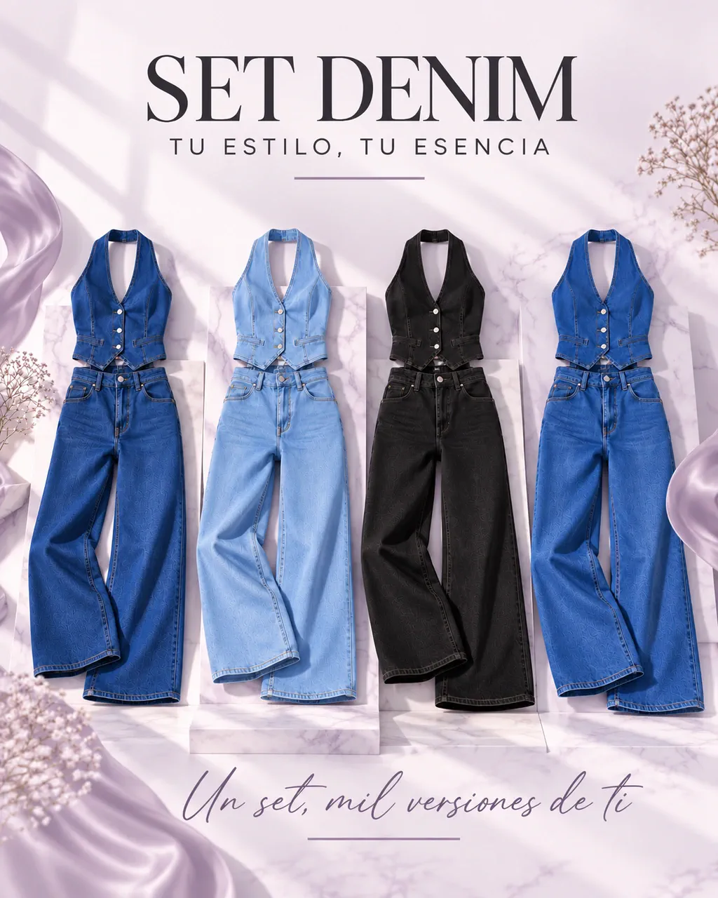 SET DENIM CHALECO PANTALÓN