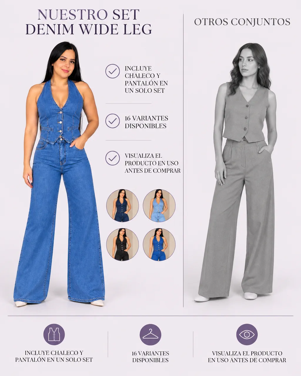 SET DENIM CHALECO PANTALÓN