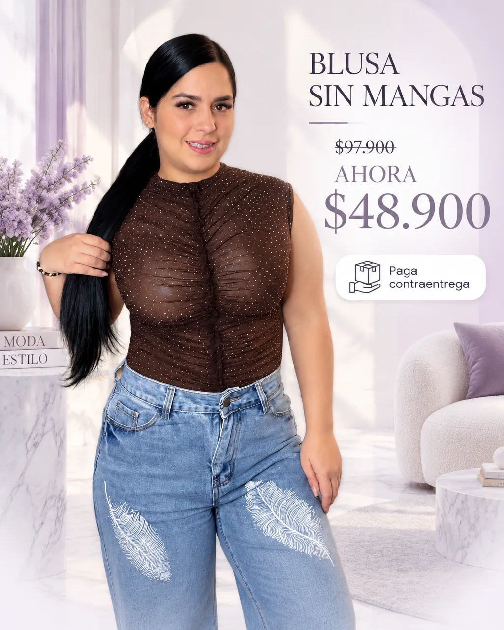 BLUSA SIN MANGAS CON BRILLOS