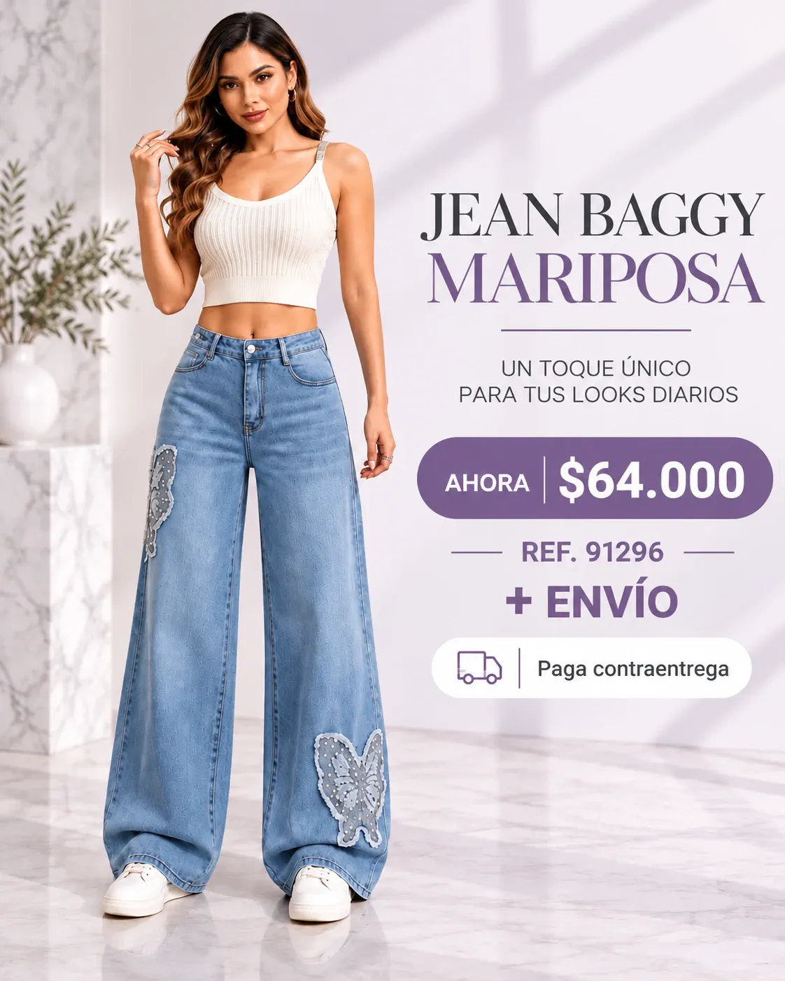 JEAN TIPO BAGGY DISEÑO MARIPOSA