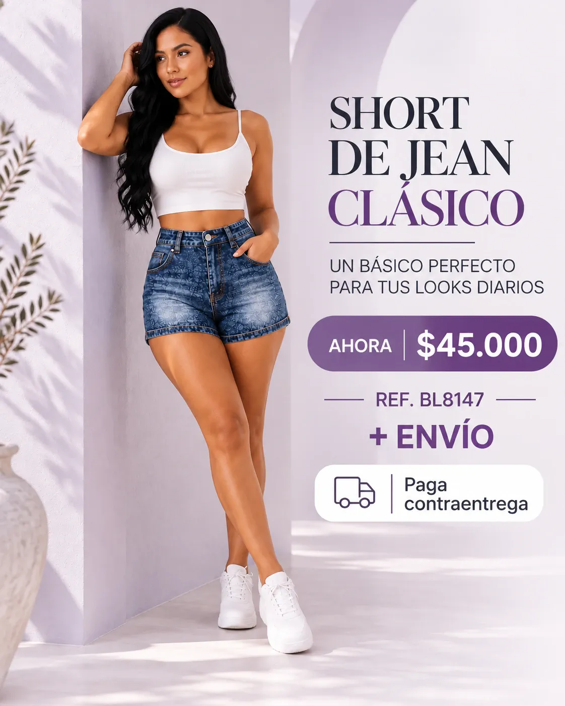SHORT DE JEAN ESTAMPADO PUNTOS
