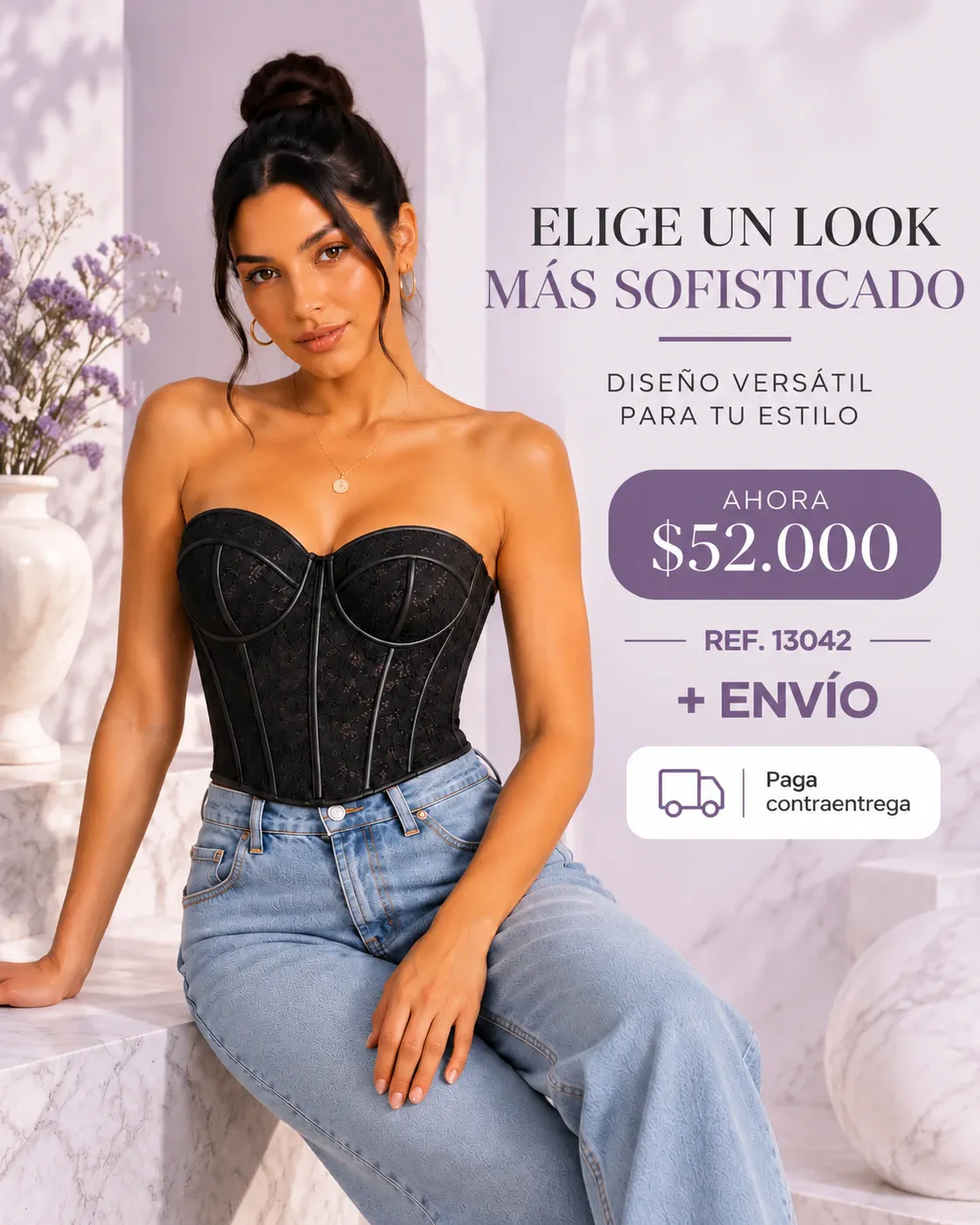 CORSET DE ENCAJE FLORAL CON VARILLAS