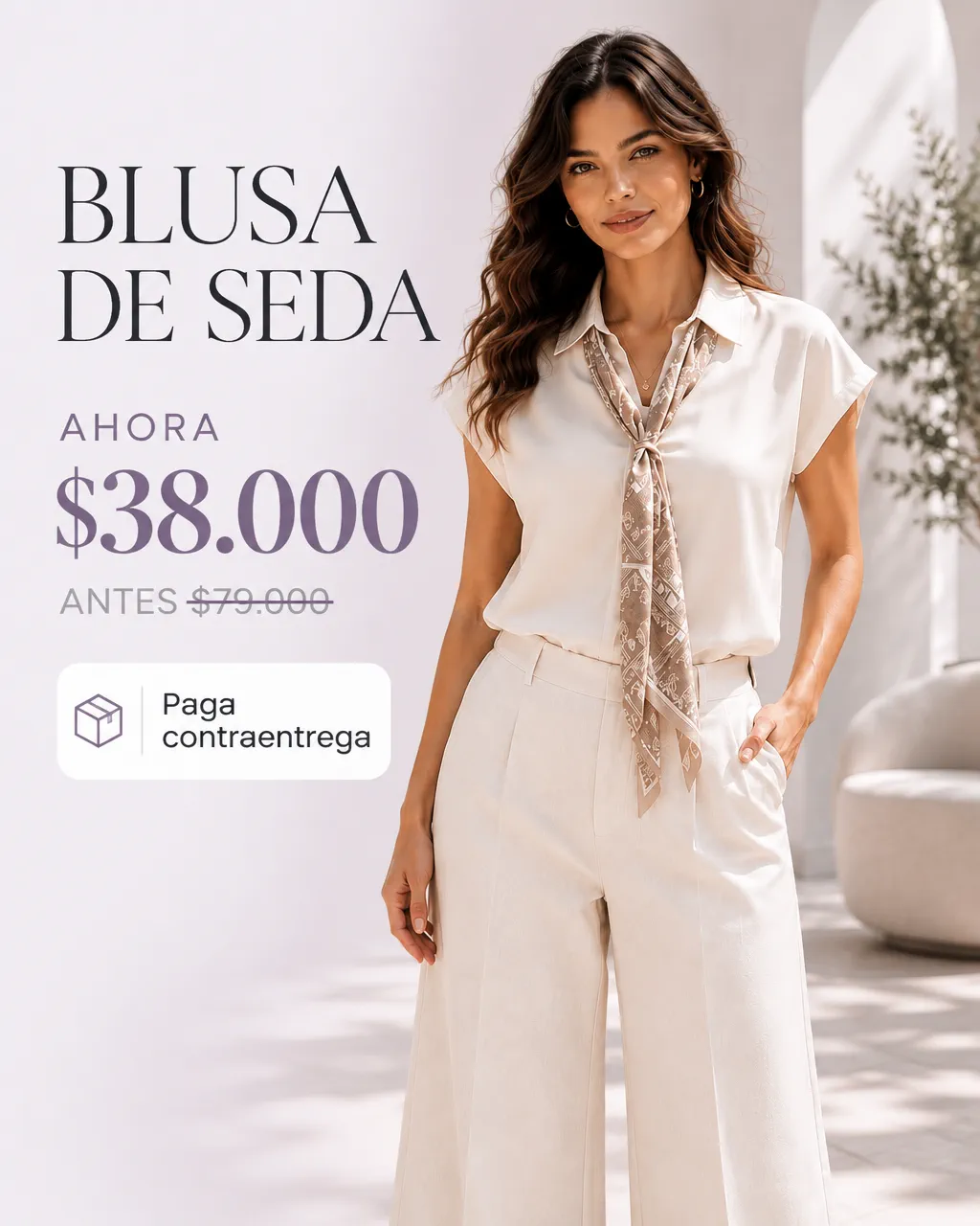 BLUSA DE SEDA CON CORBATA Y ESTAMPADO