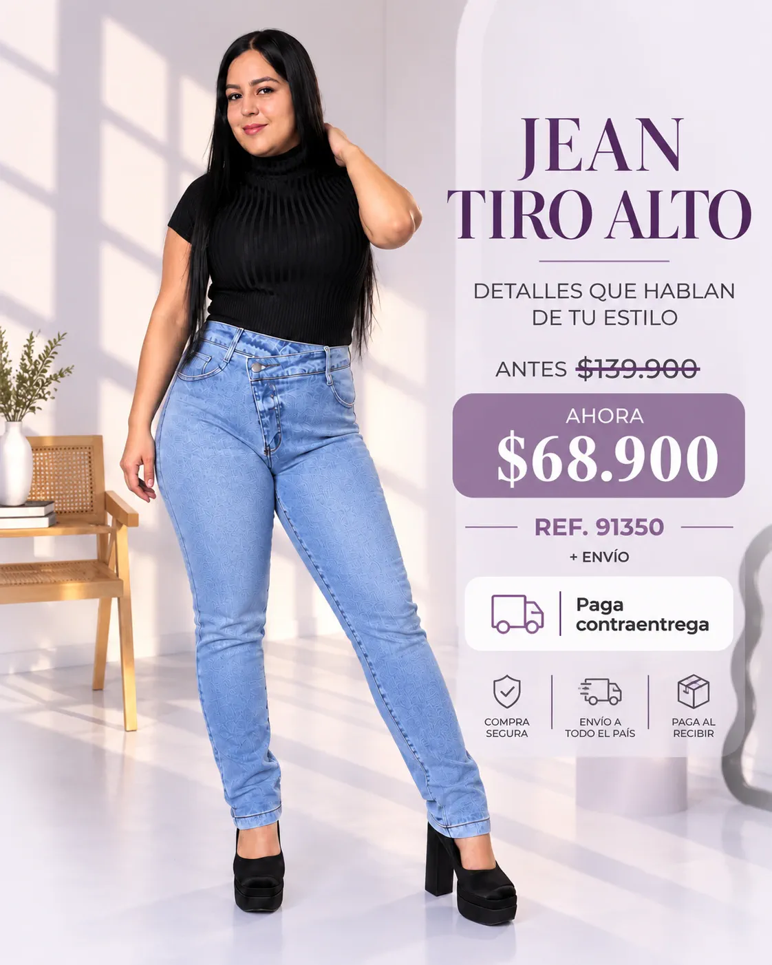 JEAN TIRO ALTO CON CRUCE