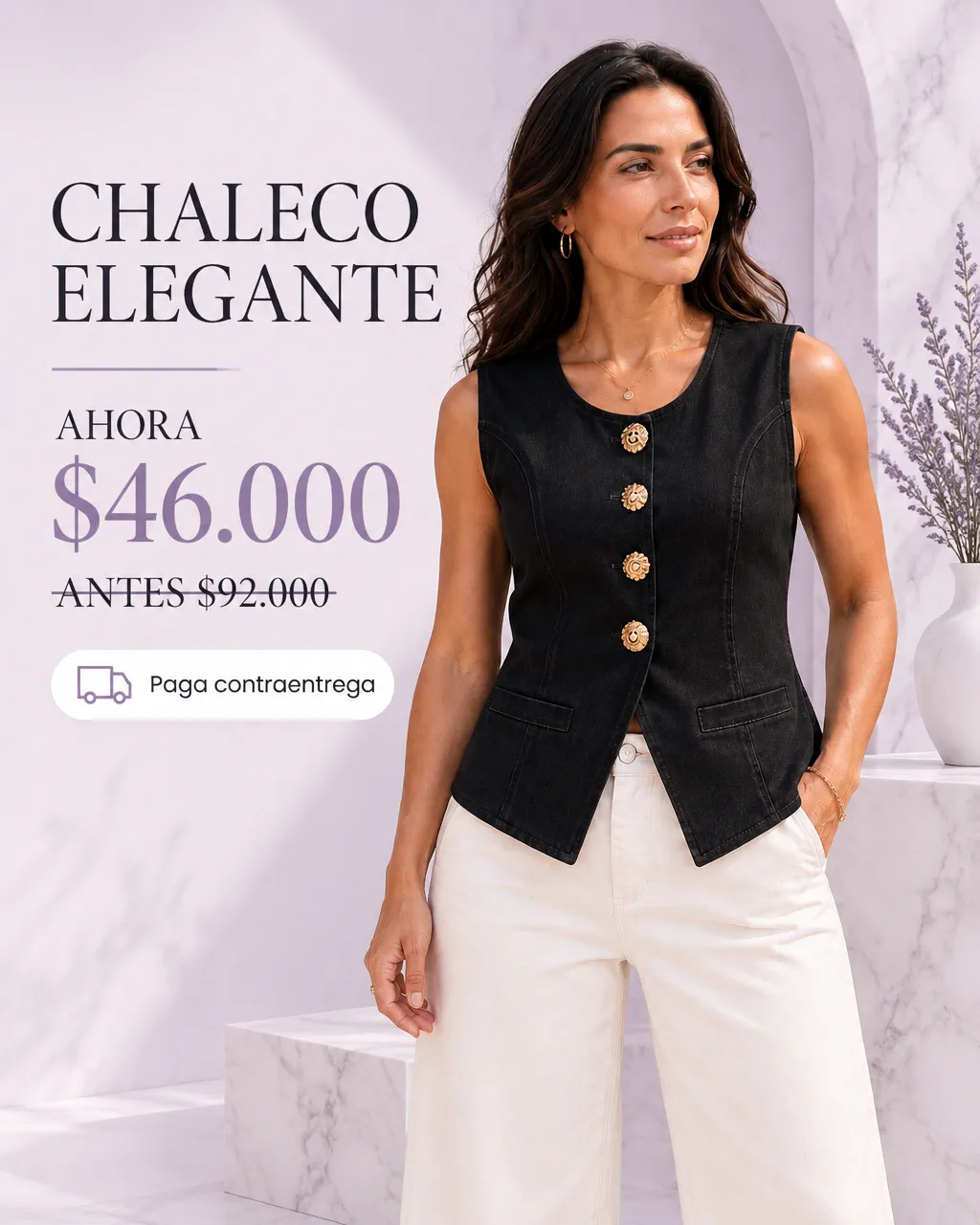 CHALECO ELEGANTE CON BOTONES DORADOS
