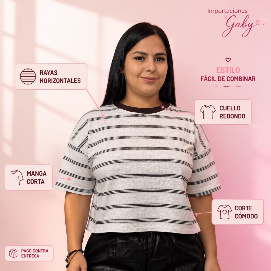 CAMISA CUELLO REDONDO CON LINEAS DE COLORES unit