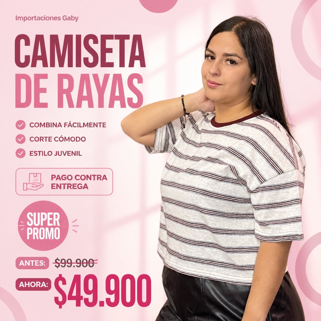 CAMISA CUELLO REDONDO CON LINEAS DE COLORES