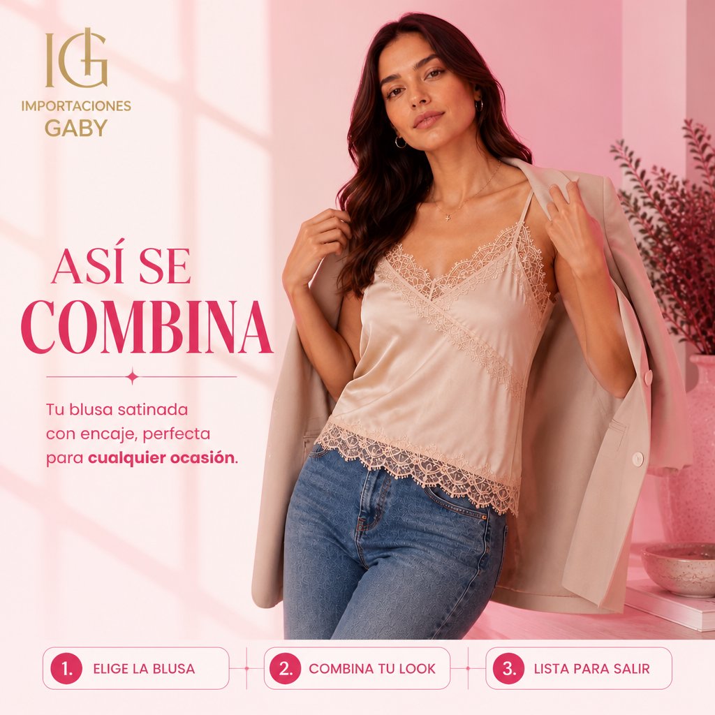 BLUSA DE TIRAS SATINADA CON ENCAJE unit