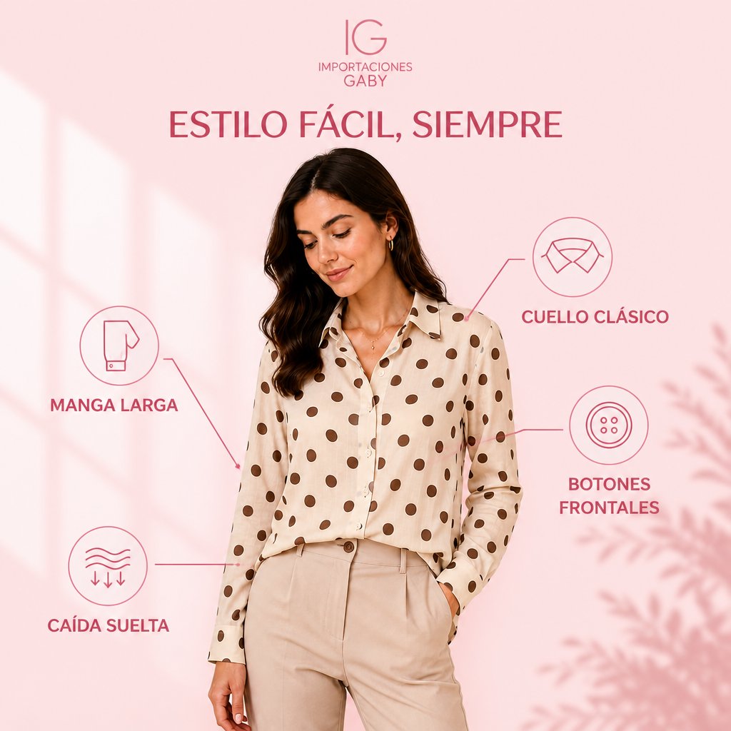 CAMISA ELEGANTE DE PUNTOS CON CUELLO CLÁSICO unit