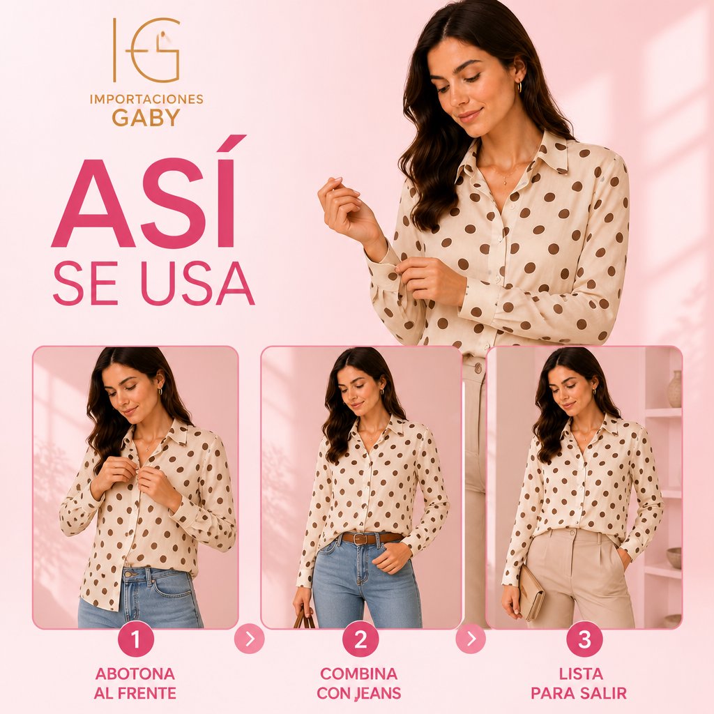 CAMISA ELEGANTE DE PUNTOS CON CUELLO CLÁSICO unit