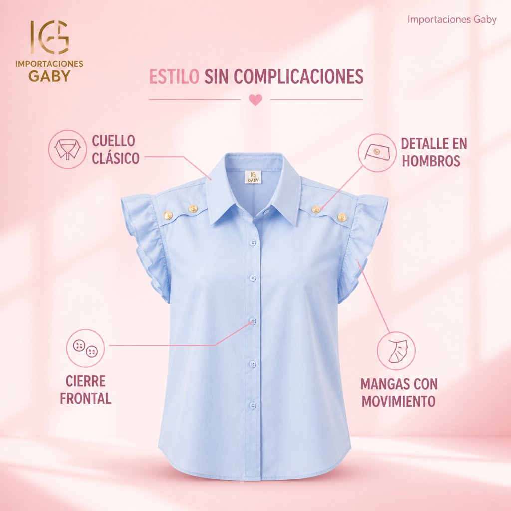 BLUSA ELEGANTE CON MANGA VOLANTE Y DETALLE EN HOMBROS unit