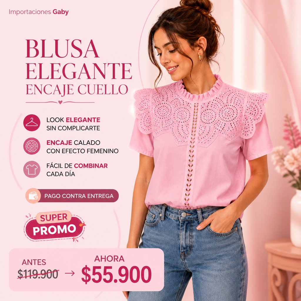 BLUSA ELEGANTE ENCAJE CUELLO