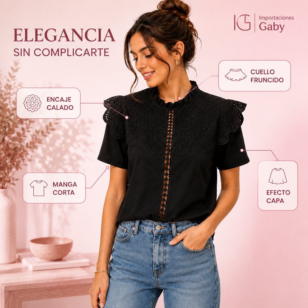 BLUSA ELEGANTE ENCAJE CUELLO unit