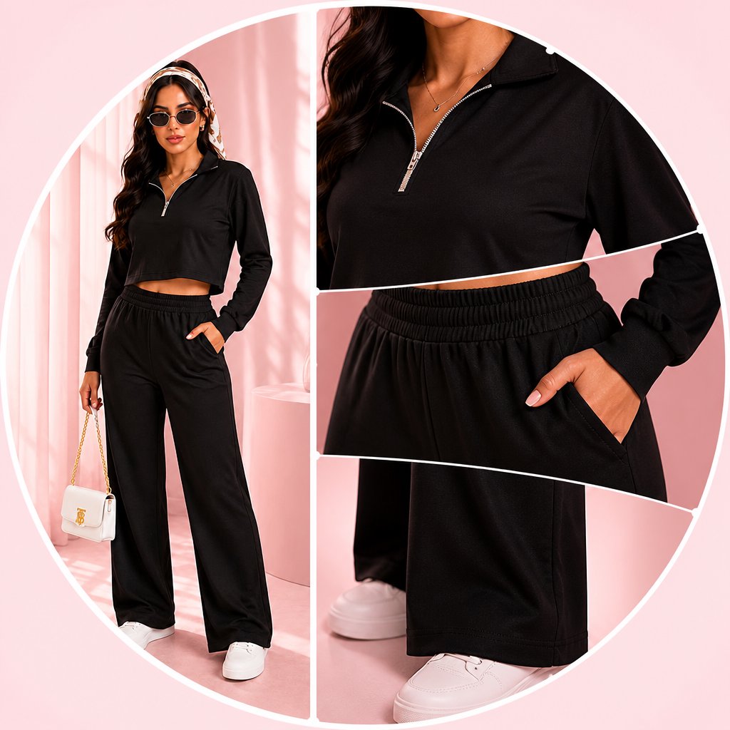 CONJUNTO CROP MANGA LARGA + PALAZZO