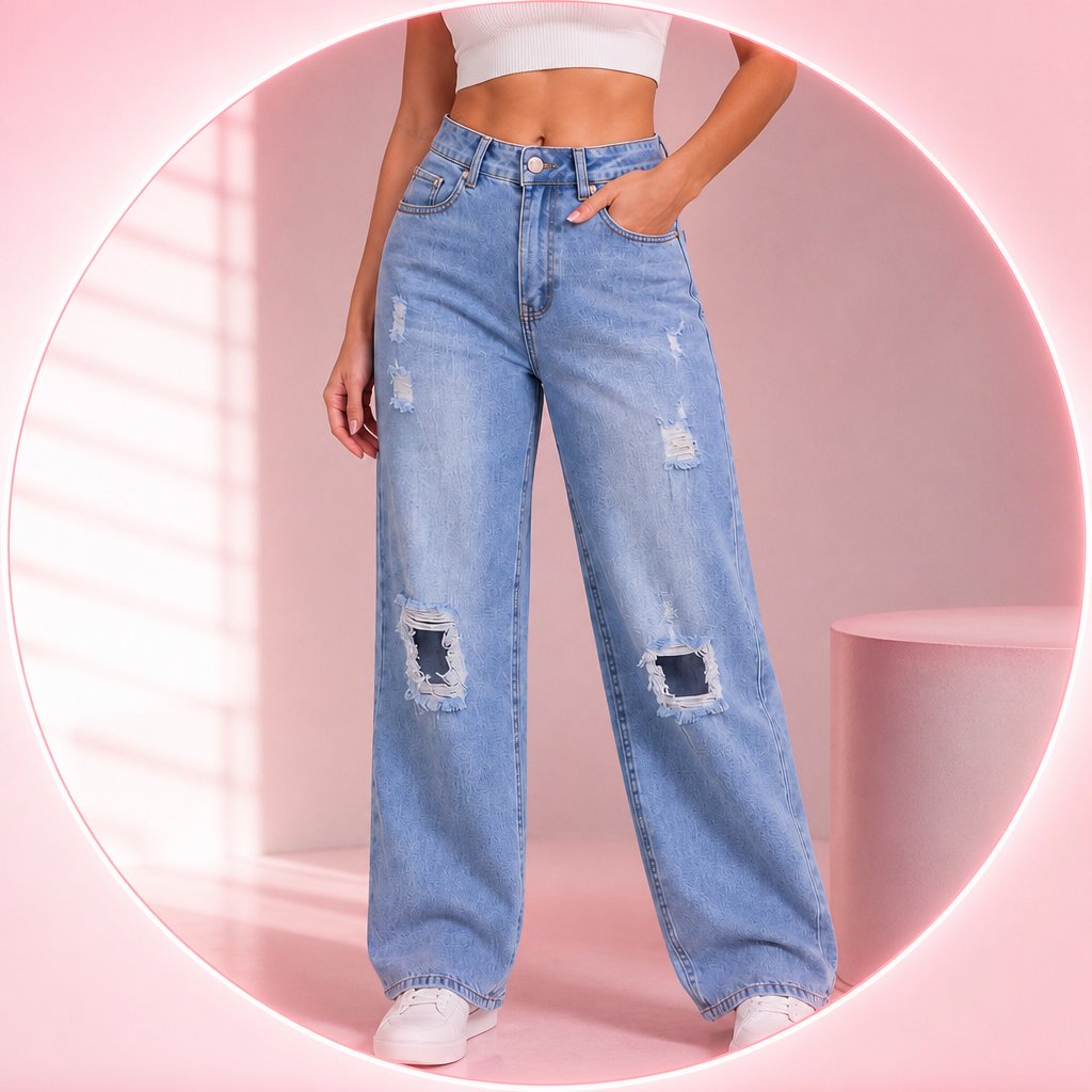 JEAN MOM TIRO ALTO CON ROTOS