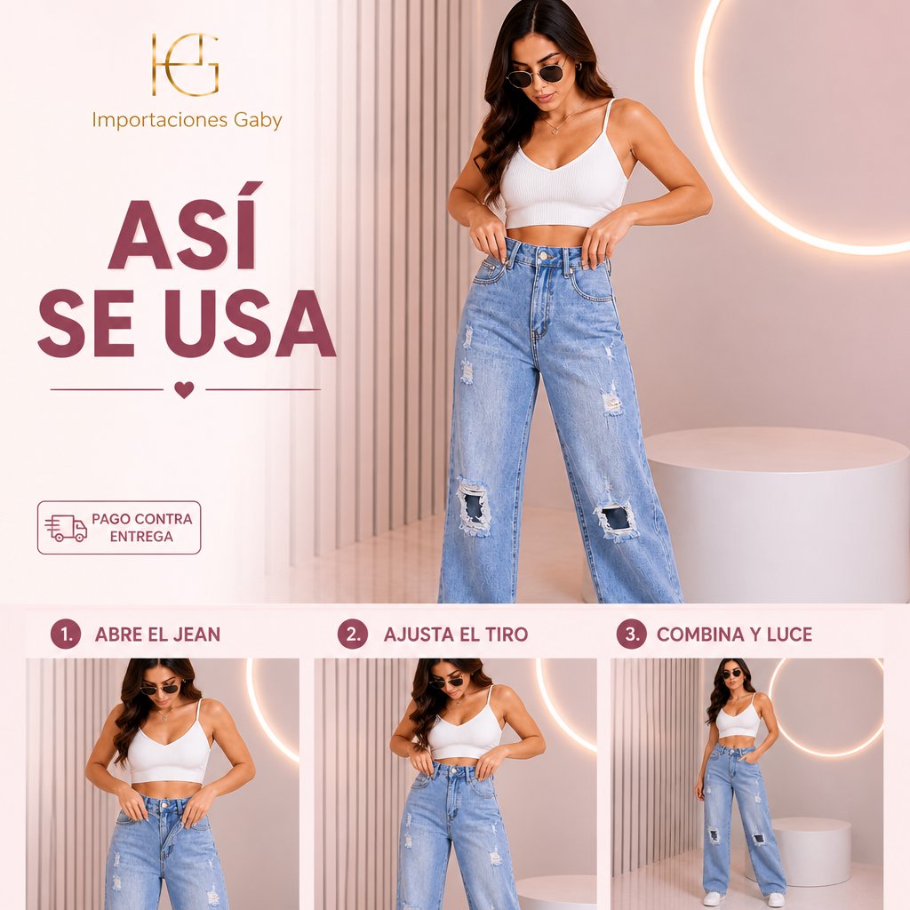 JEAN MOM TIRO ALTO CON ROTOS unit