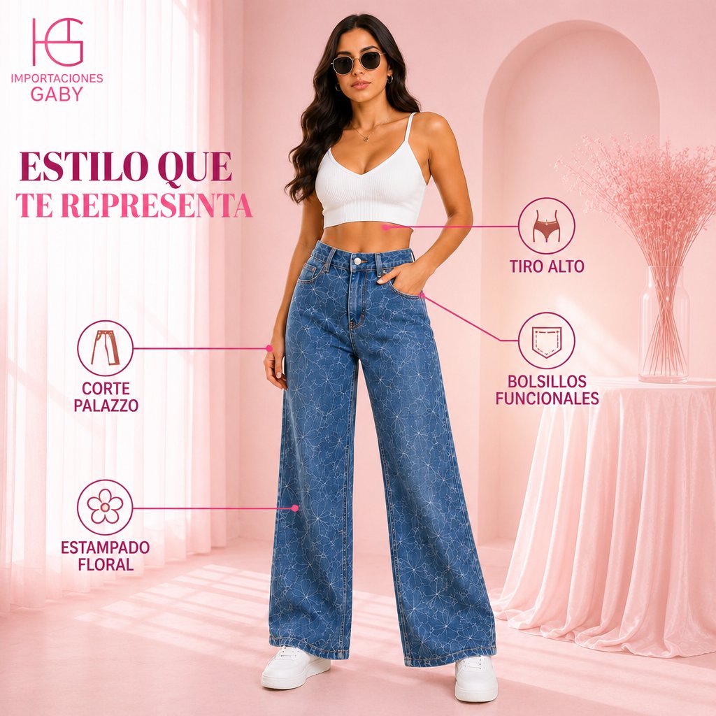 JEAN WIDE LEG FLORAL unit