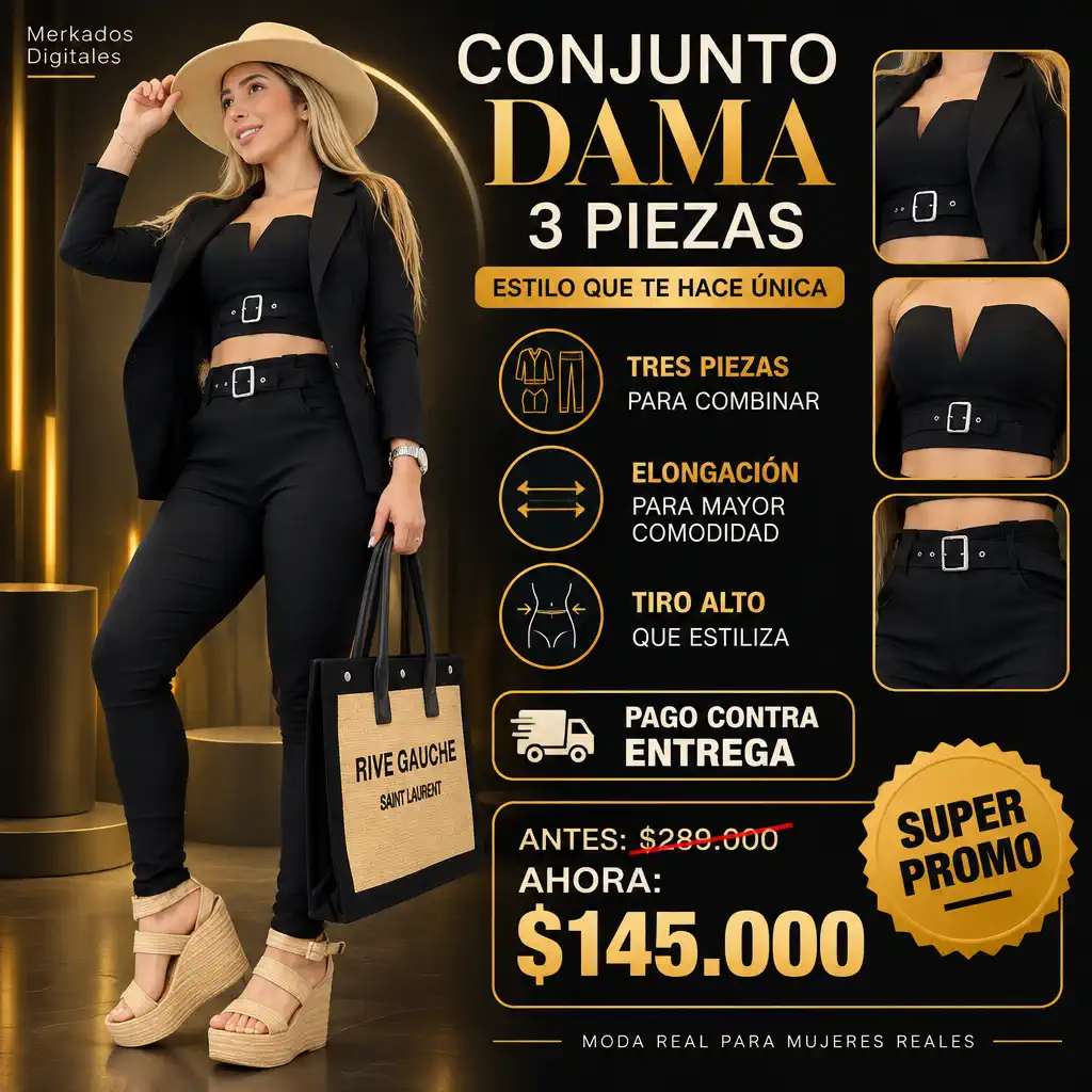 Conjunto Dama 3 Piezas Hebillas