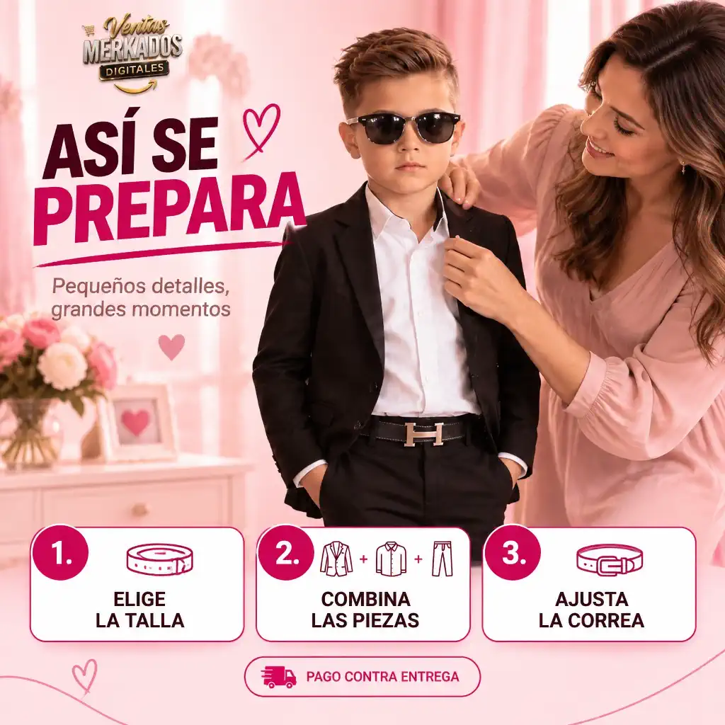 Traje Negro SlimFit para Niño en 4 Piezas drop