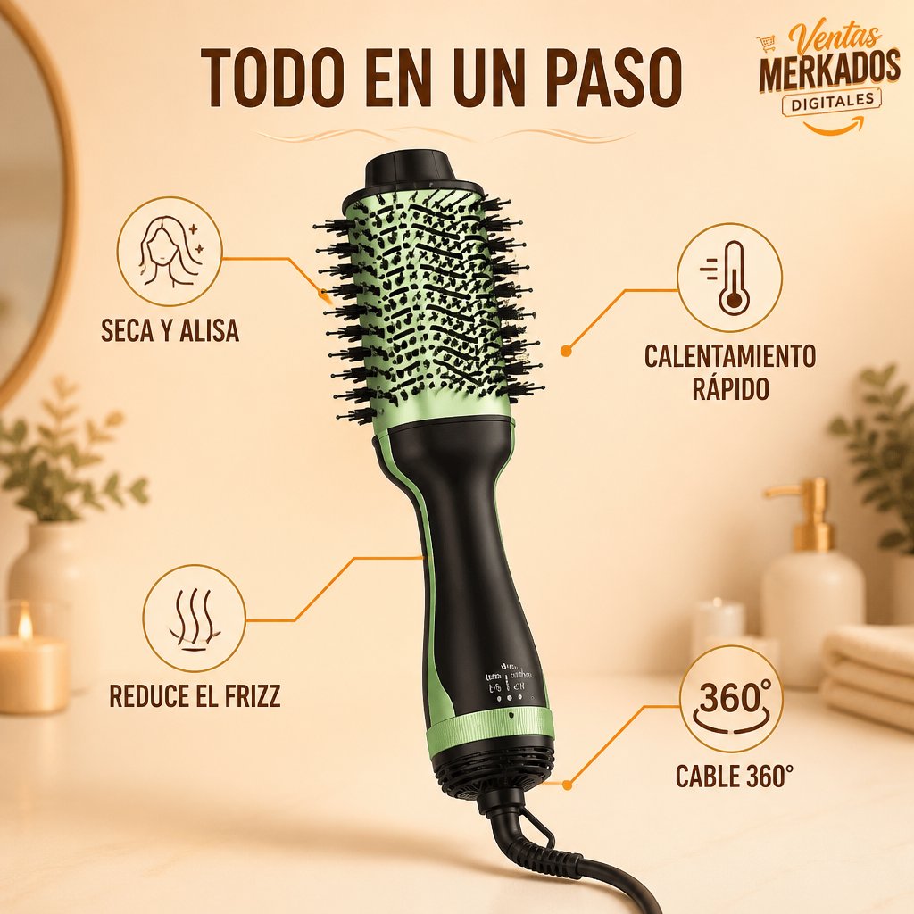 Cepillo Secador  2 e 1 Aguacate/Queratina