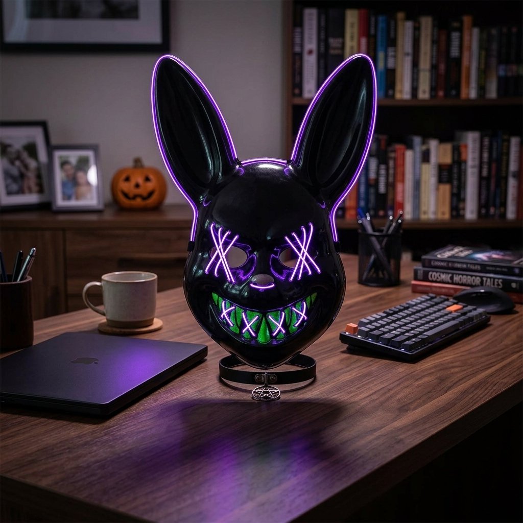 Máscara de conejo siniestro con luz LED
