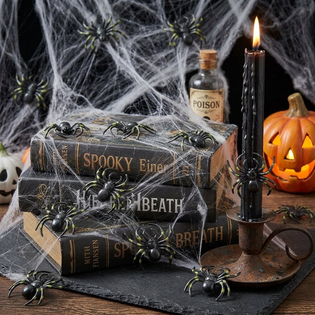 Paquete de 6 arañas decorativas de Halloween