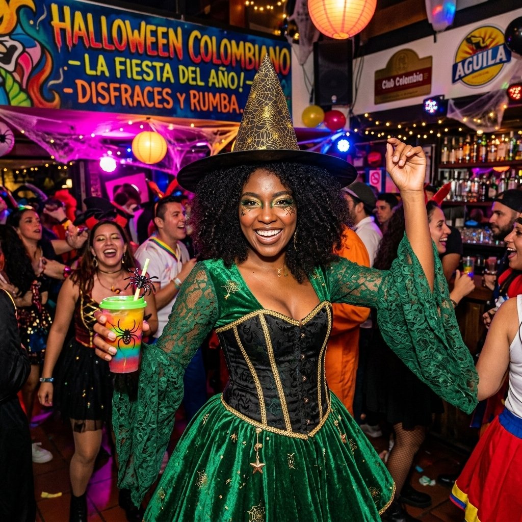 Sombrero de bruja negro con dorado