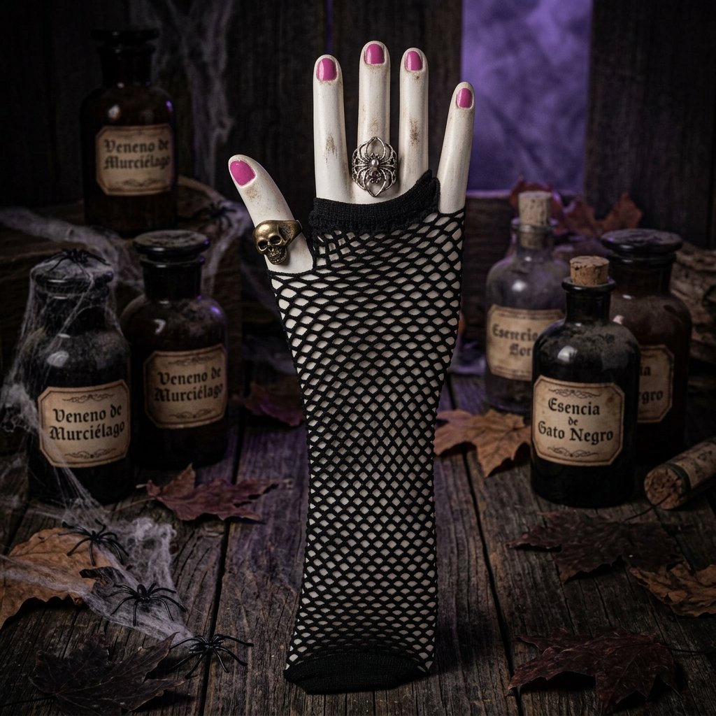 Guantes de malla negros para mujer