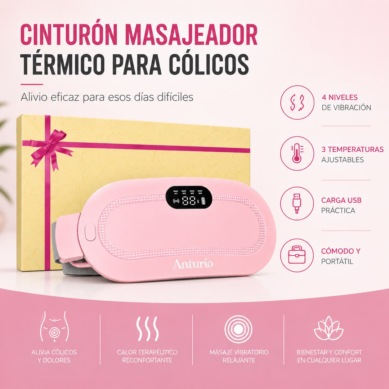 Anturio – Masajeador térmico para cólicos menstruales